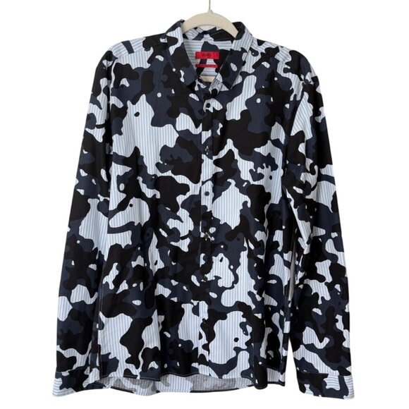 HUGO Other - Hugo by Hugo Boss Men XL Ero Camo Striped Woven Extra Slim Fit Button-Down Shirt